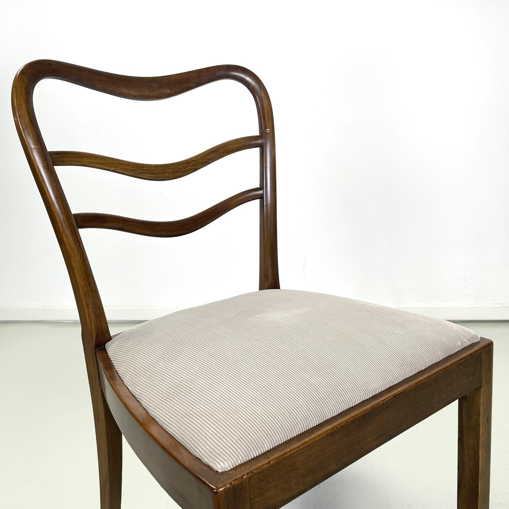 Wood Hungary Art Deco Chairs in wood and beige corduroy velvet, 1930s For Sale