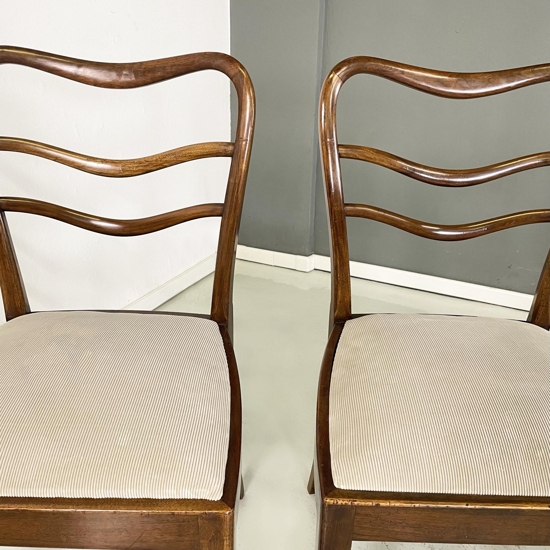 Hungary Art Deco Chairs in wood and beige corduroy velvet, 1930s For Sale 1