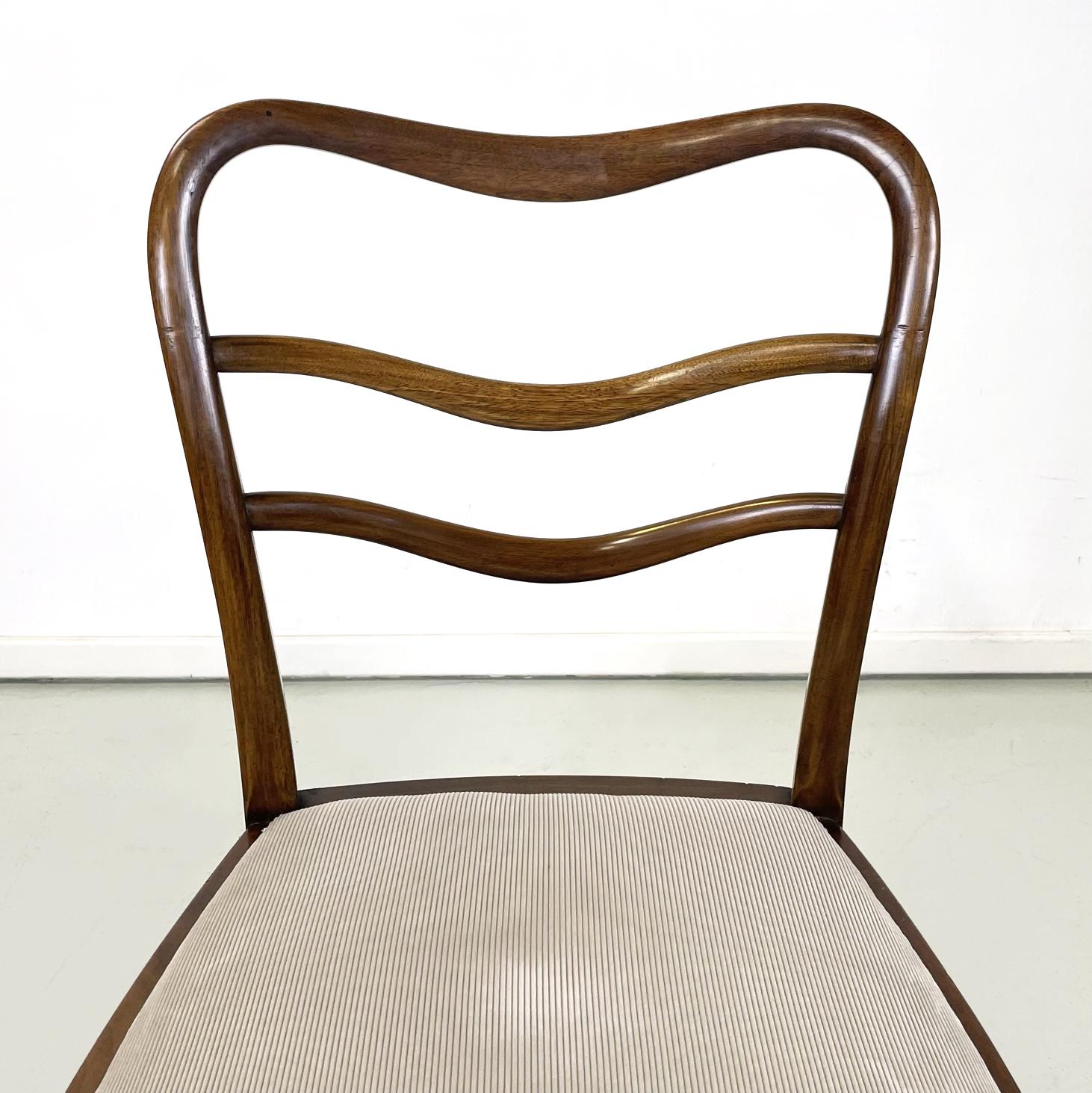 Hungary Art Deco Chairs in wood and beige corduroy velvet, 1930s 2