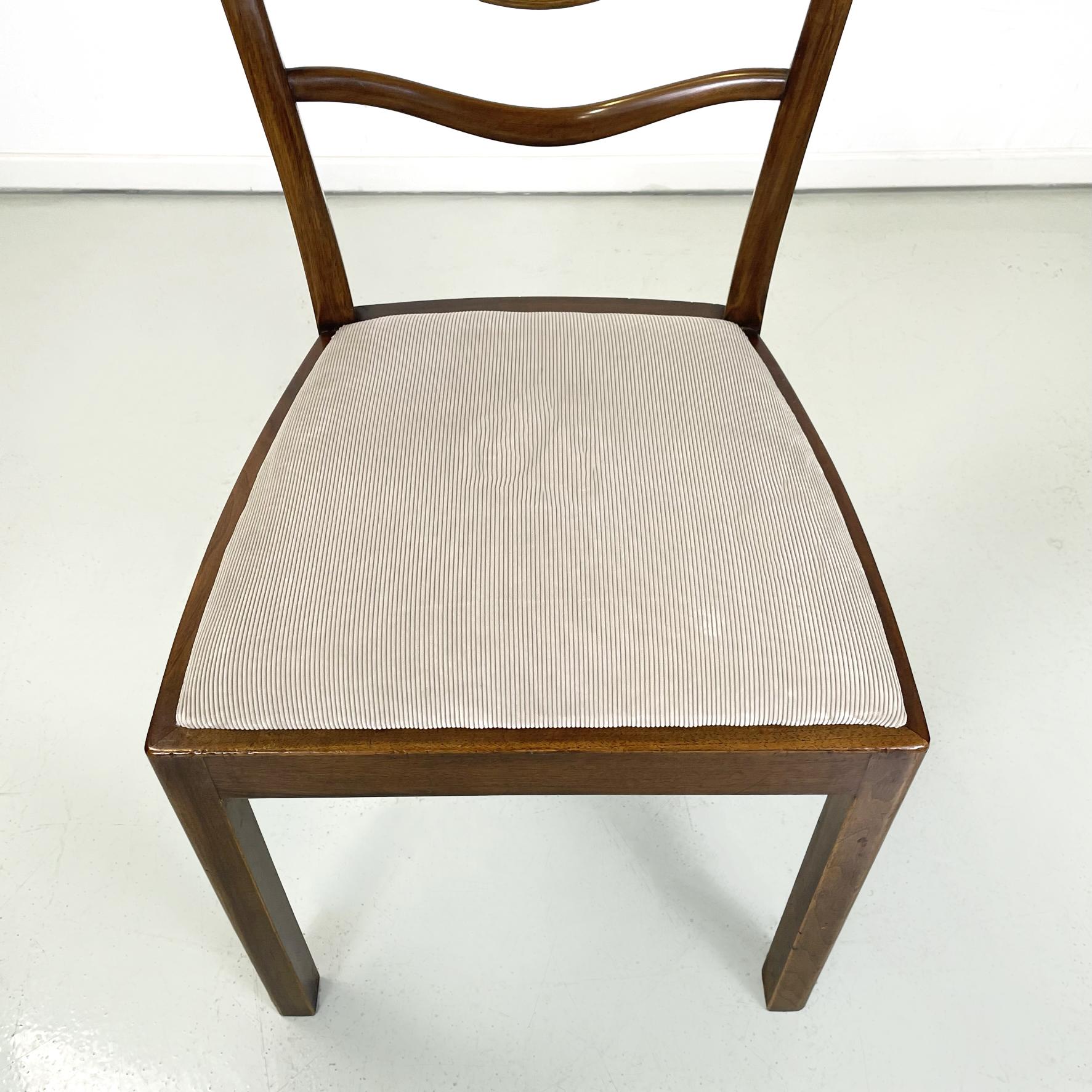 Hungary Art Deco Chairs in wood and beige corduroy velvet, 1930s For Sale 3