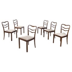 Used Hungary Art Deco Chairs in wood and beige corduroy velvet, 1930s