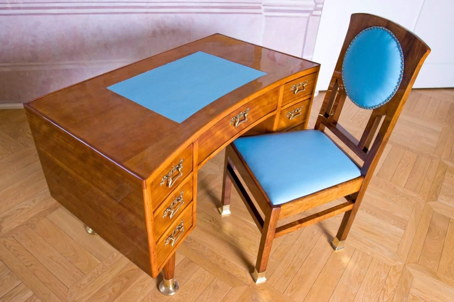 Hungary art nouveau desk chair walnuts For Sale 1