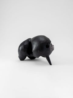 Hungry, sculpture contemporaine en fonte d'aluminium, noir anodisé.