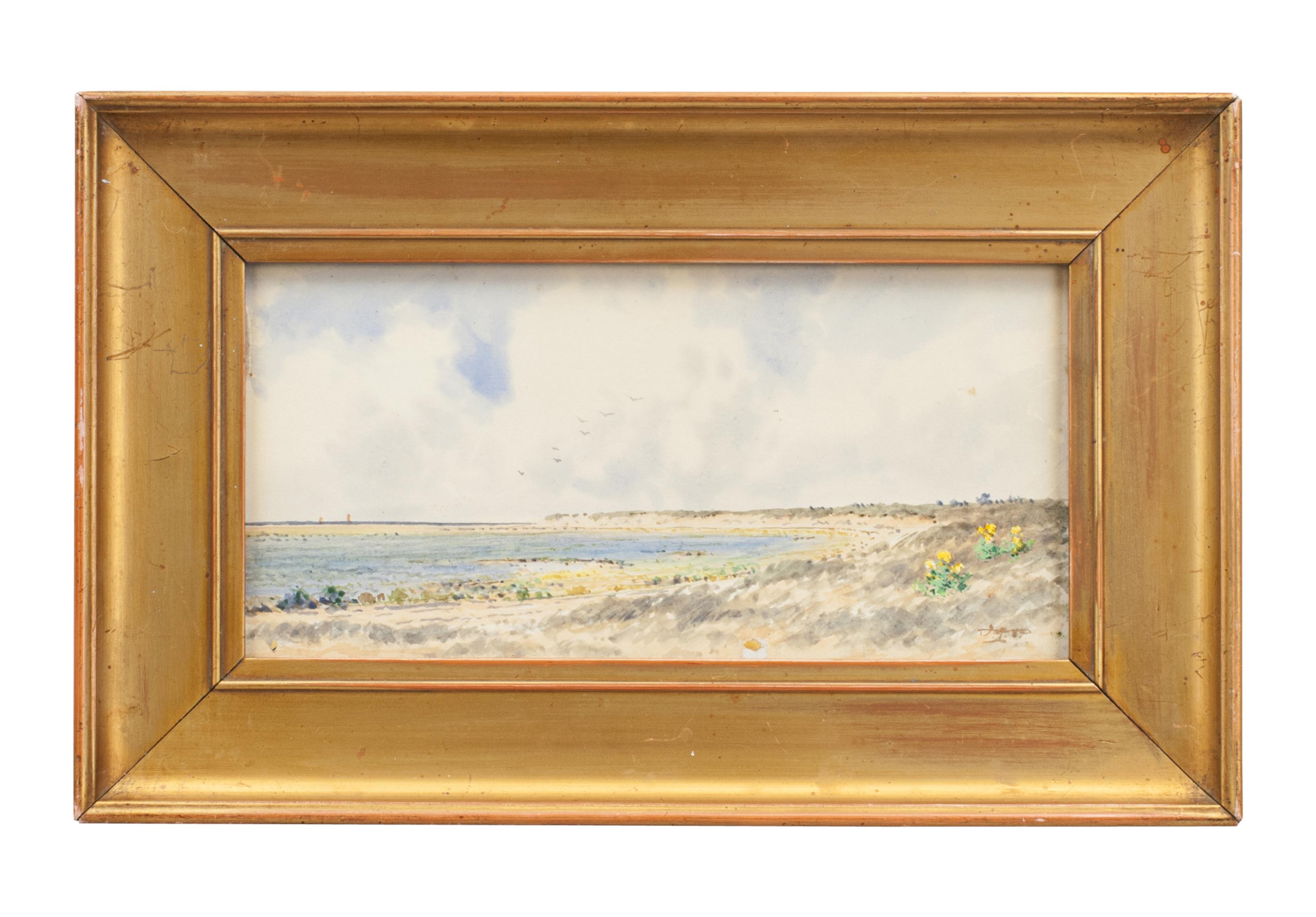 9th Tee Hunstanton golf club By F.H. Partridge.
A very nice, original watercolour by Frank (Frederick) Henry Partridge (1849 - 1929) of the 9th tee at Hunstanton Golf Club overlooking Gore Point. Signed by the artist, bottom right-hand corner.