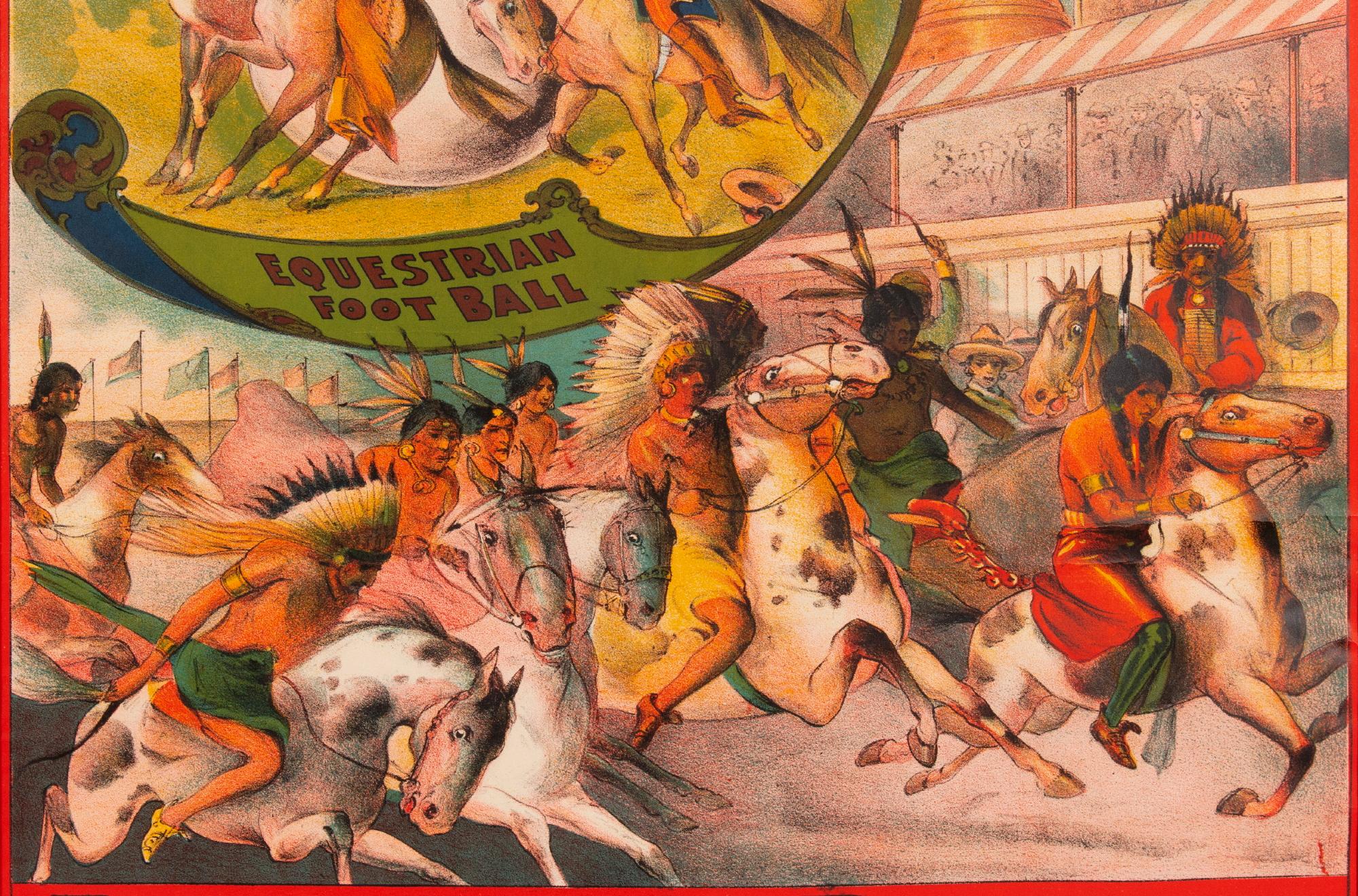 Hunt Brother Circus & Wild West Show Dreiseitige Brosche mit Jagdmotiv, um 1900-1910 im Zustand „Gut“ im Angebot in York County, PA