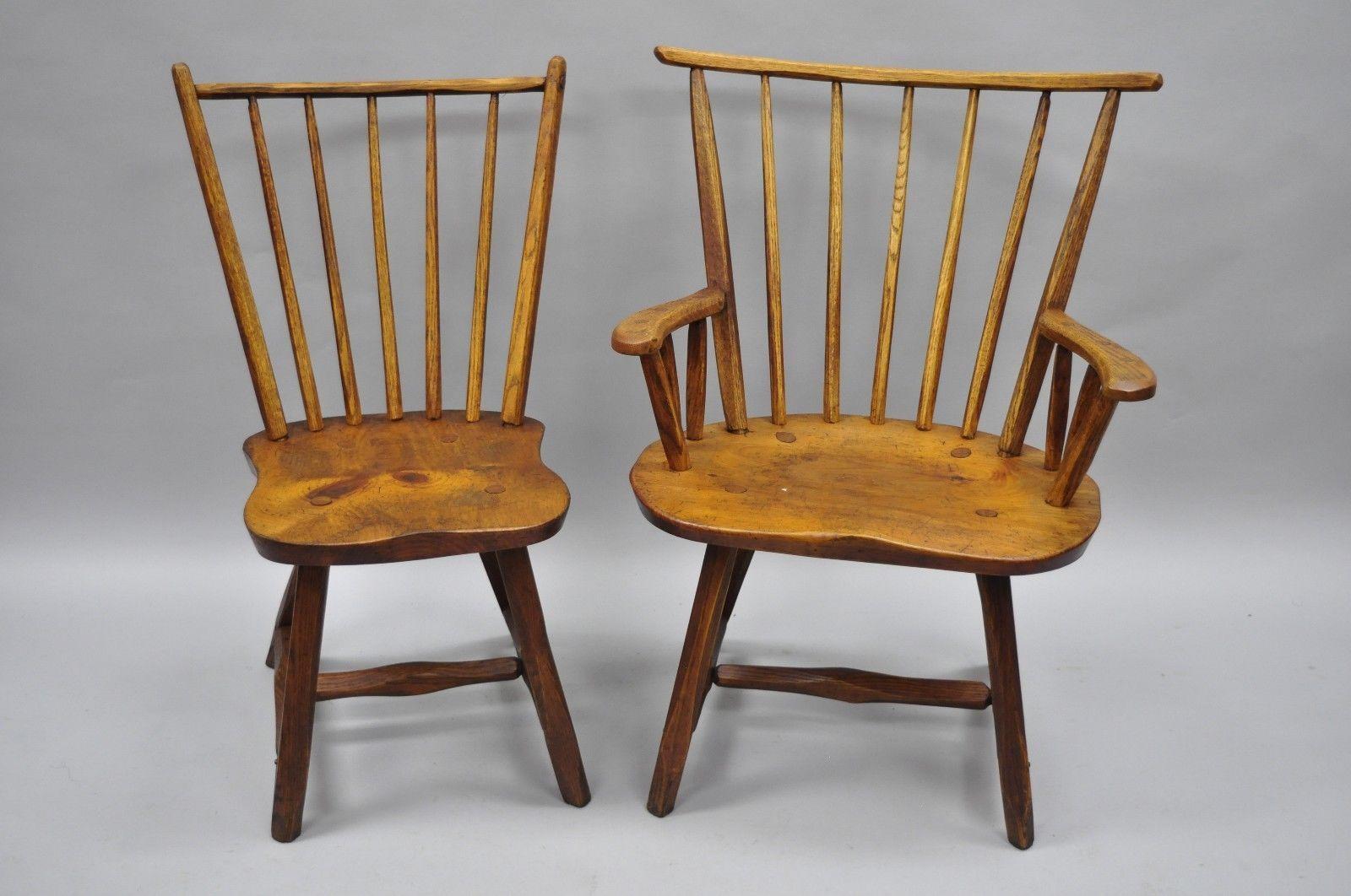 Hunt Country Furniture Pine and Oakwood Chairs, Hickory Style Set of Six 1