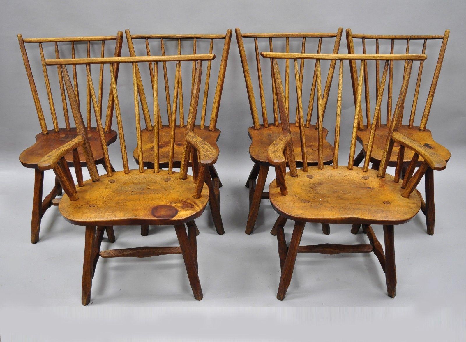 Hunt Country Furniture Pine and Oakwood Chairs, Hickory Style Set of Six 3