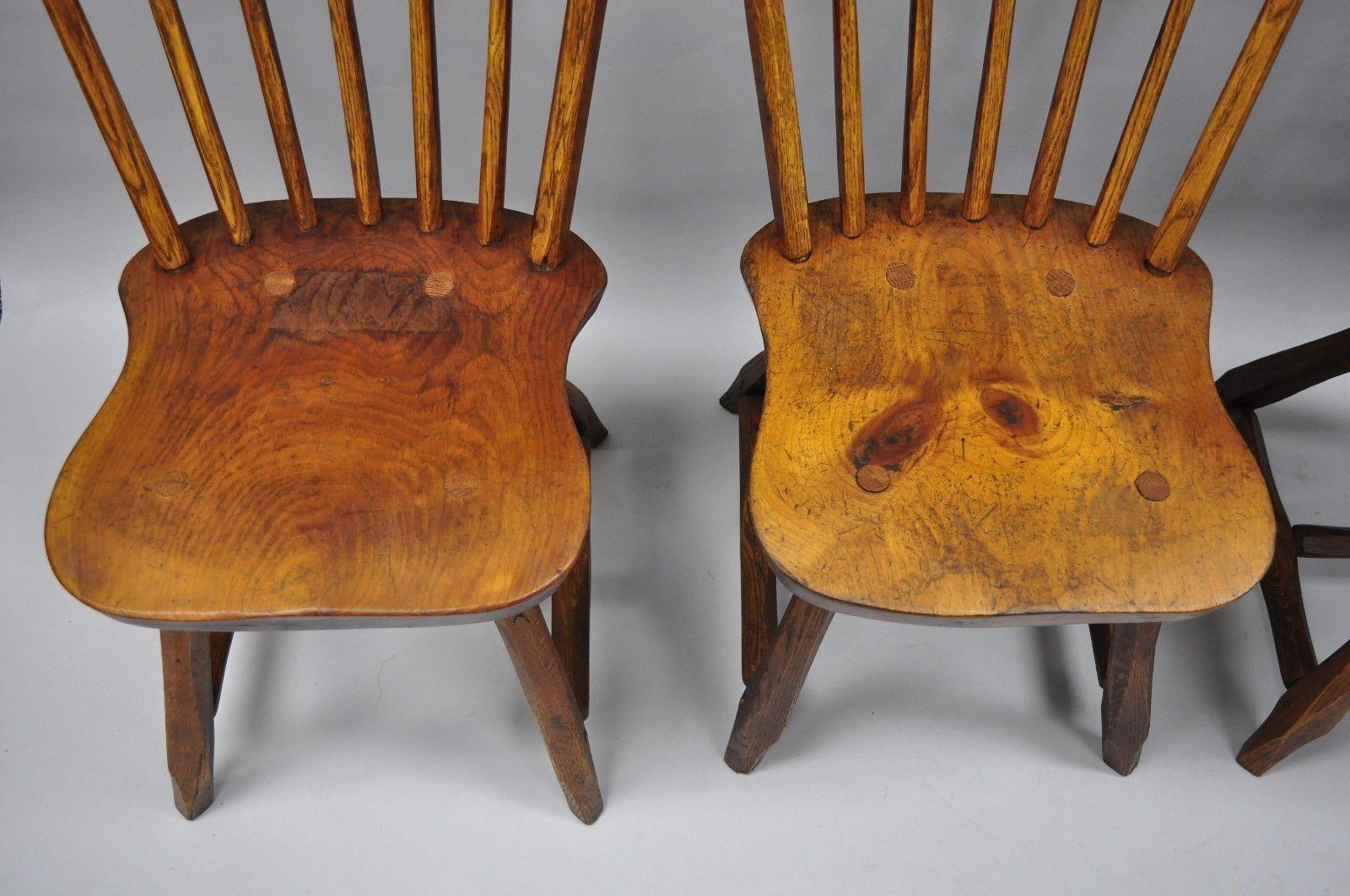 Hunt Country Furniture Pine and Oakwood Chairs, Hickory Style Set of Six In Good Condition In Philadelphia, PA