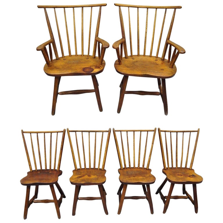 Hunt Country Furniture Pine and Oakwood Chairs, Hickory Style Set of