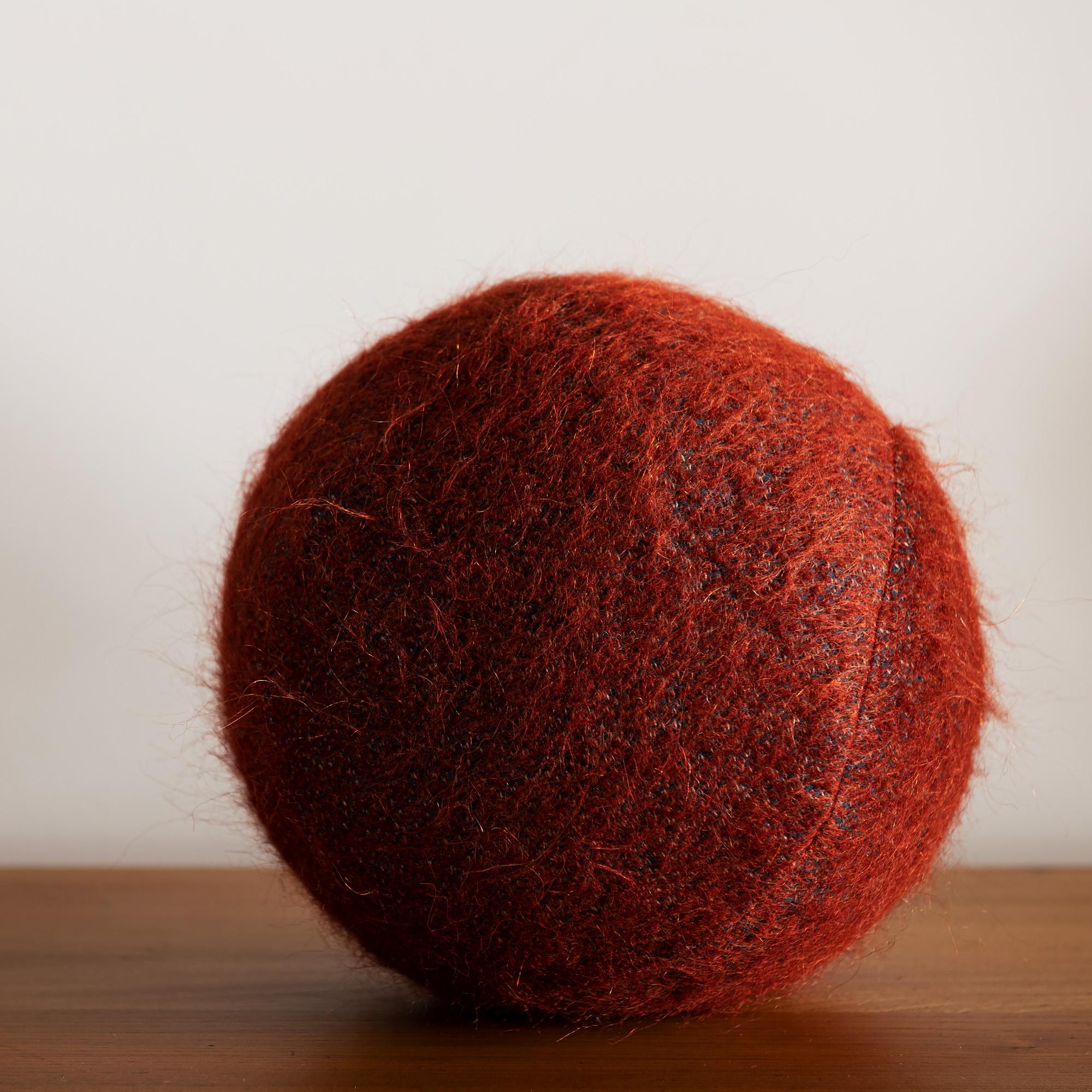 A large sphere pillow, beautifully executed by our local seamstress in Pierre Frey Yeti Orang Outan. A Hunt Modern exclusive, this form will energize your living room or bedroom. 11-12