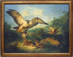 Hunt of the Falcon Hand-Painted Wildlife Art, Louis XV Style