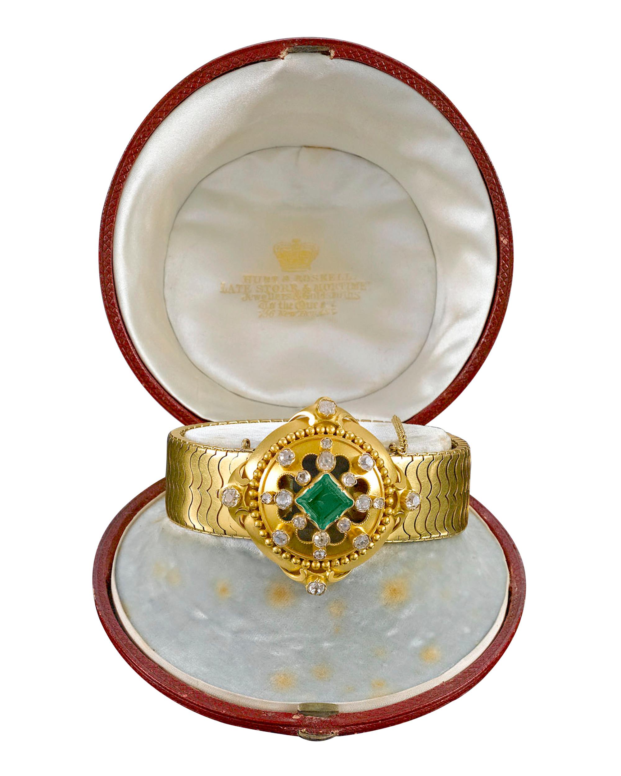 Victorian Hunt & Roskell Emerald and Diamond Bracelet