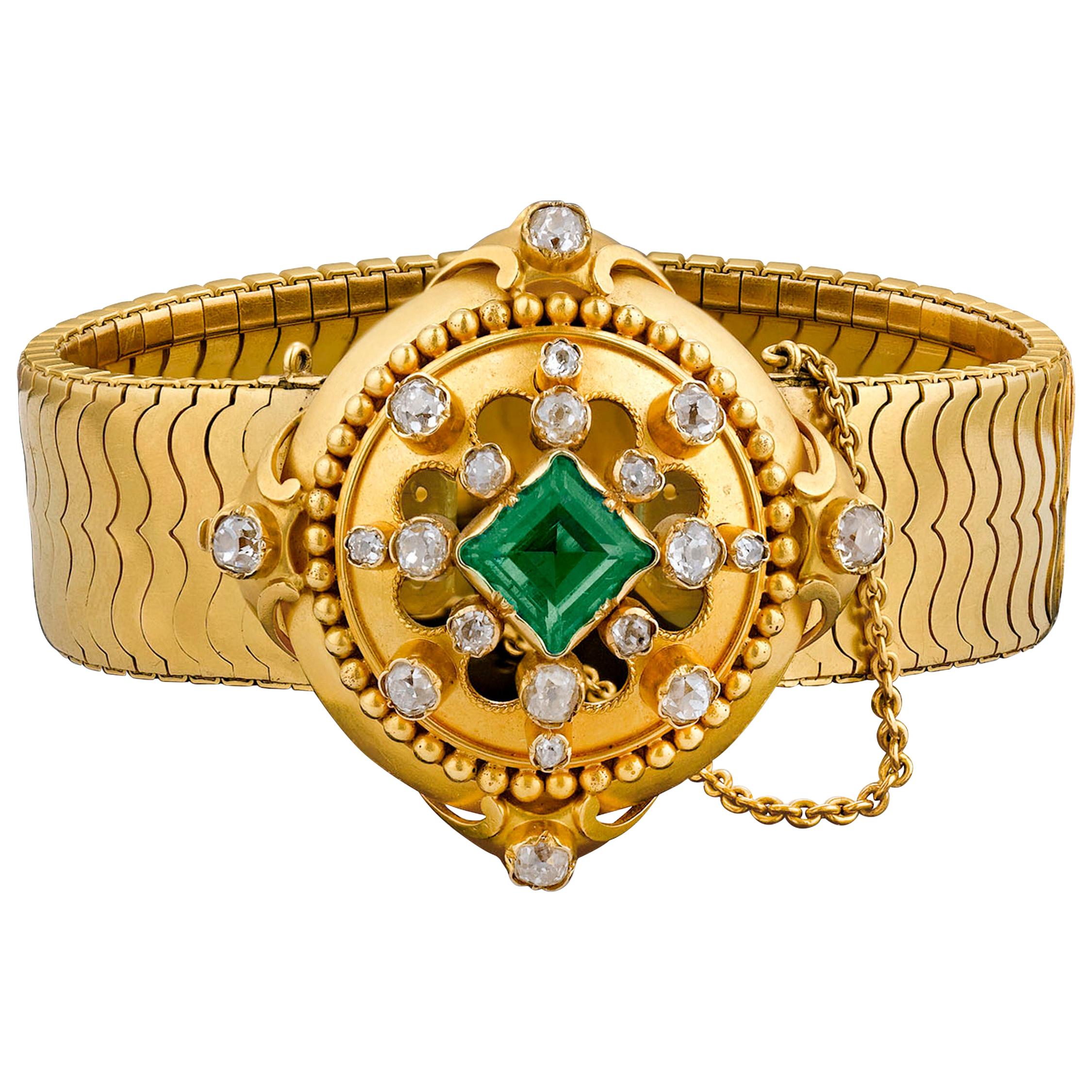 Hunt & Roskell Emerald and Diamond Bracelet
