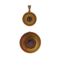 Hunt & Roskell viktorianische Brosche mit Anhänger aus Gelbgold mit Saphir, Rubin und Diamant in Gelbgold18k