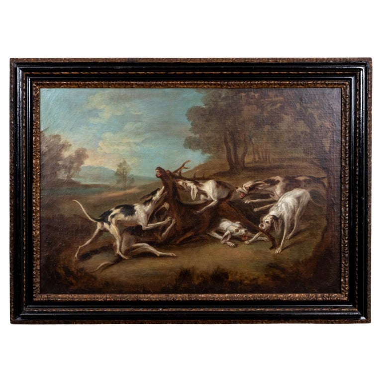 Hunt Scene Oil on Canvas For Sale at 1stDibs