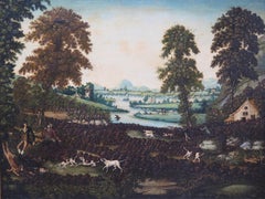 Hunt Scene with Hounds in an English Country Landscape, Circa 1785