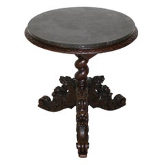 Hunt Side/End Table with Marble Top and Gargoyle Base, circa 1890
