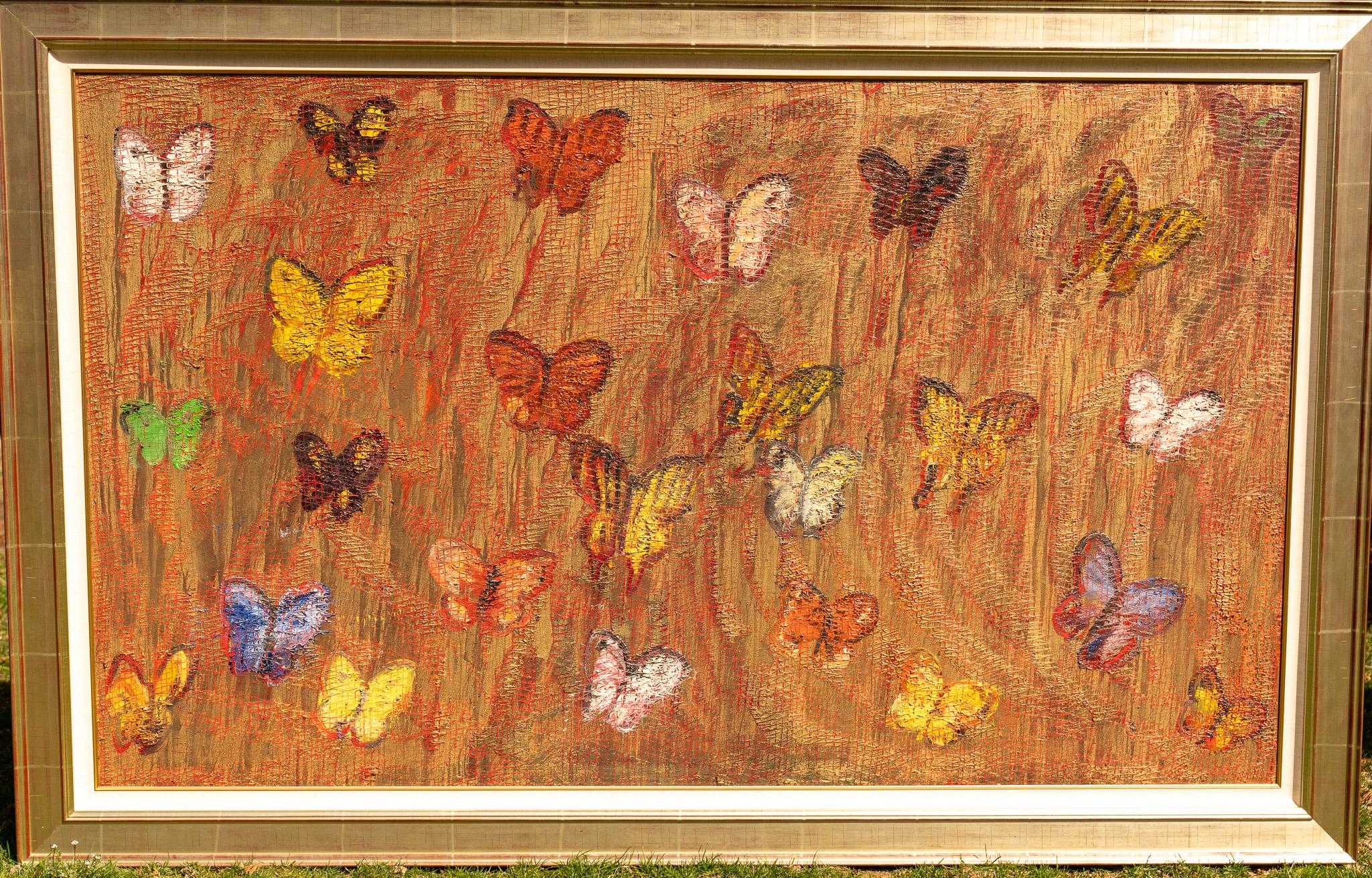 Hand-Painted Hunt Slonem 1951       'Red Ascension, Oil on Canvas  2008 For Sale