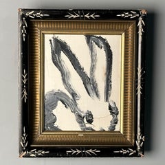 Hunt Slonem, Black and White Bunny Oil Painting, Framed, 2009