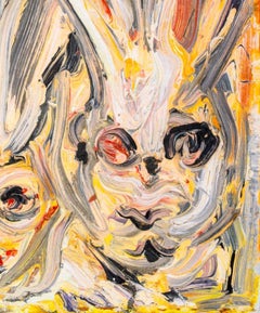 Hunt Slonem "Early Double Bunnies" Oil on Canvas
