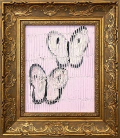 "2 Flights" White Butterflies on Light Lavender Background with Scoring Framed