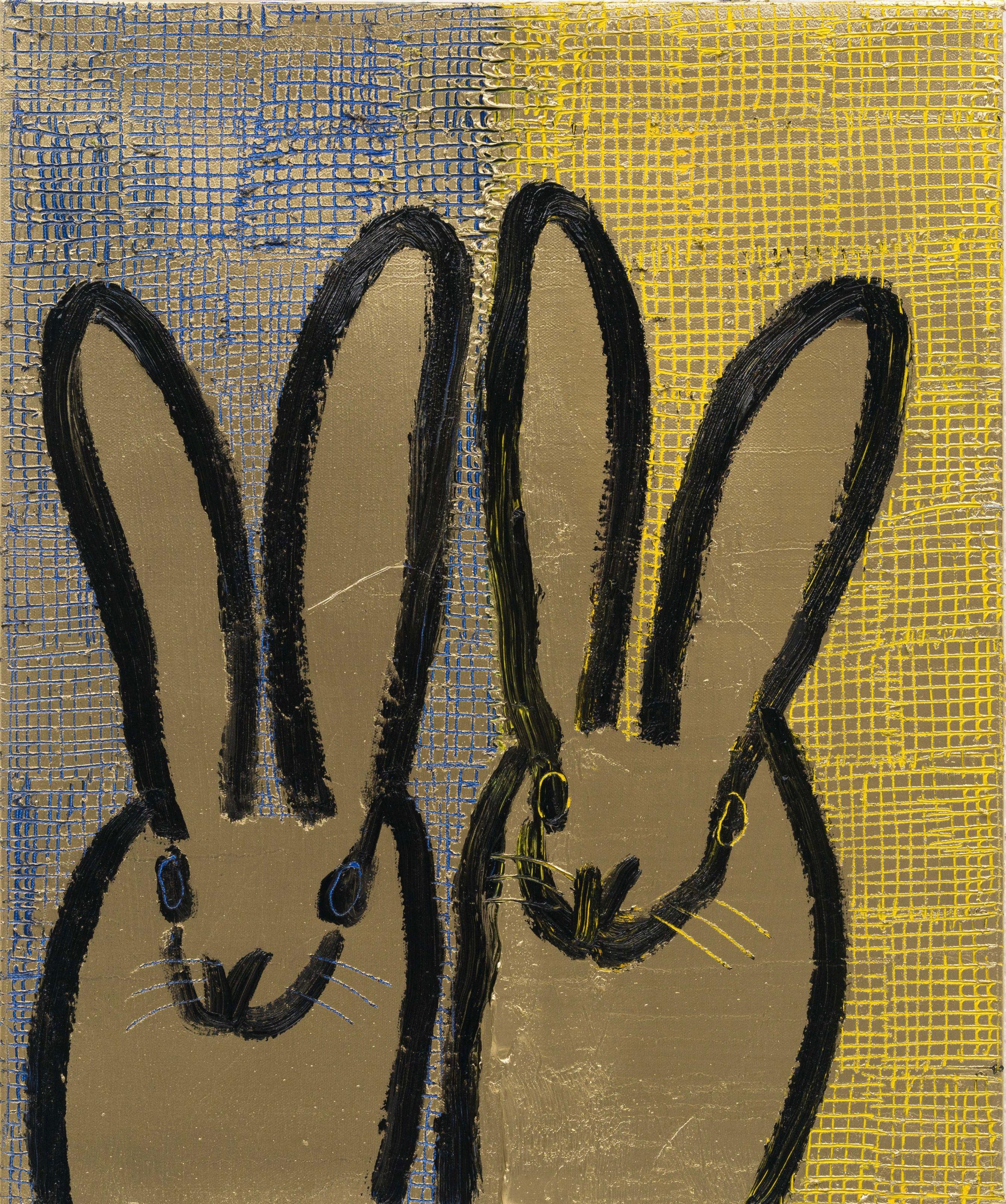 2 Score, Bunnies Oil on Canvas Painting, Signed Verso, 24x20 in