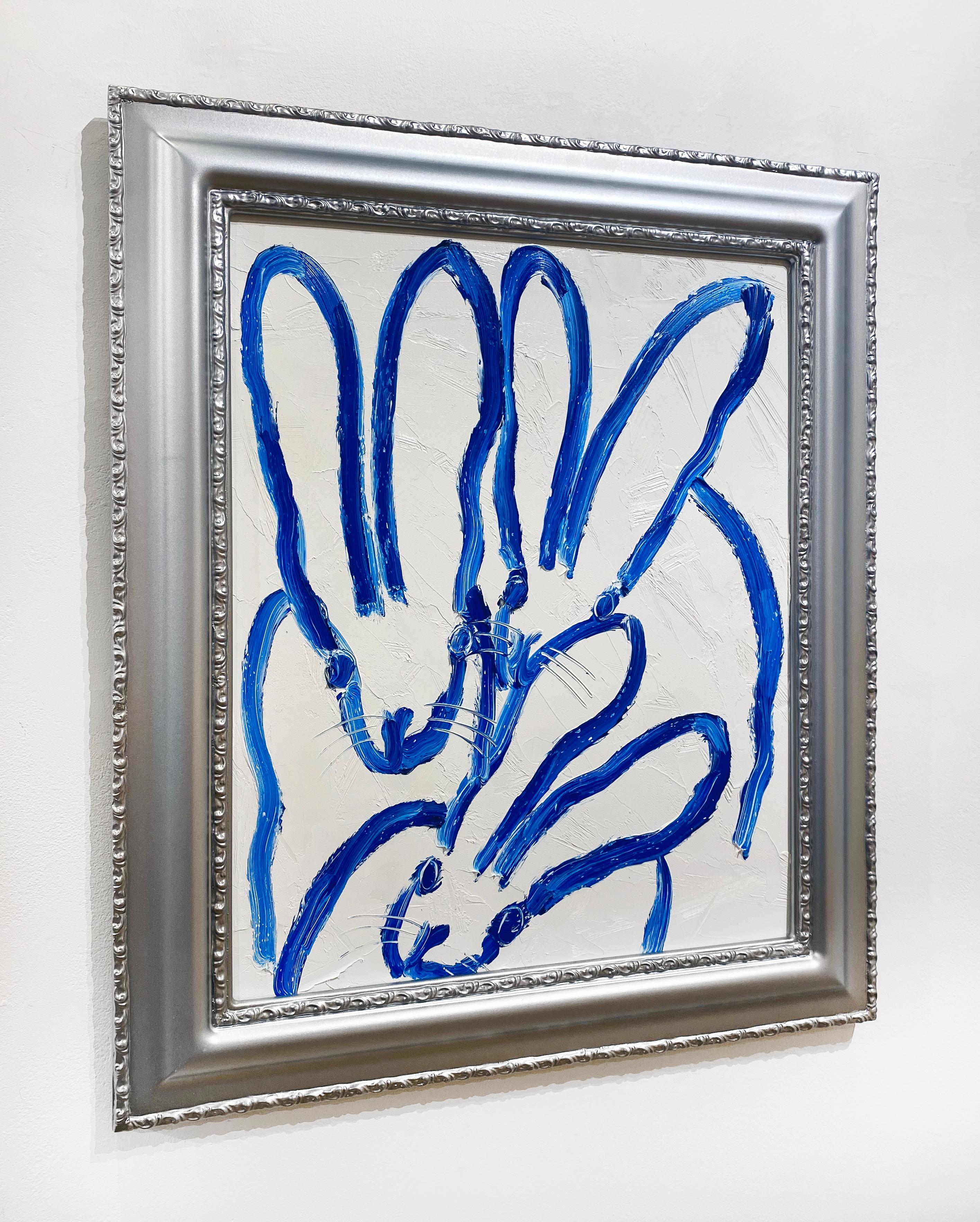 Artist:  Slonem, Hunt
Title:  3 Bunnies Blues
Series: Bunnies
Date:  2023
Medium:  Oil on Wood
Unframed Dimensions:  20