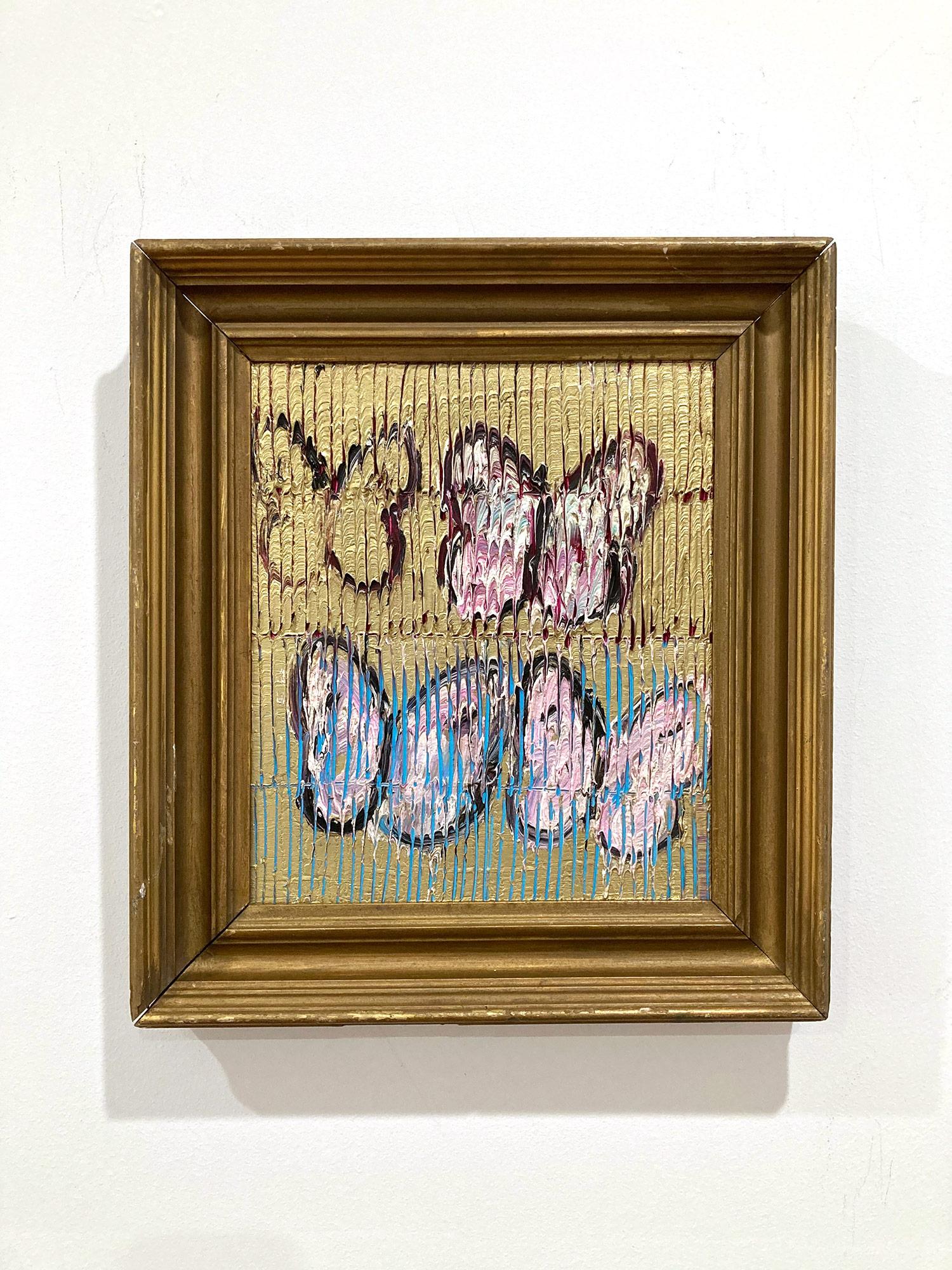 4 Butterflies (Butterflies on Gold Background with Scoring) Oil on Wood Panel 6