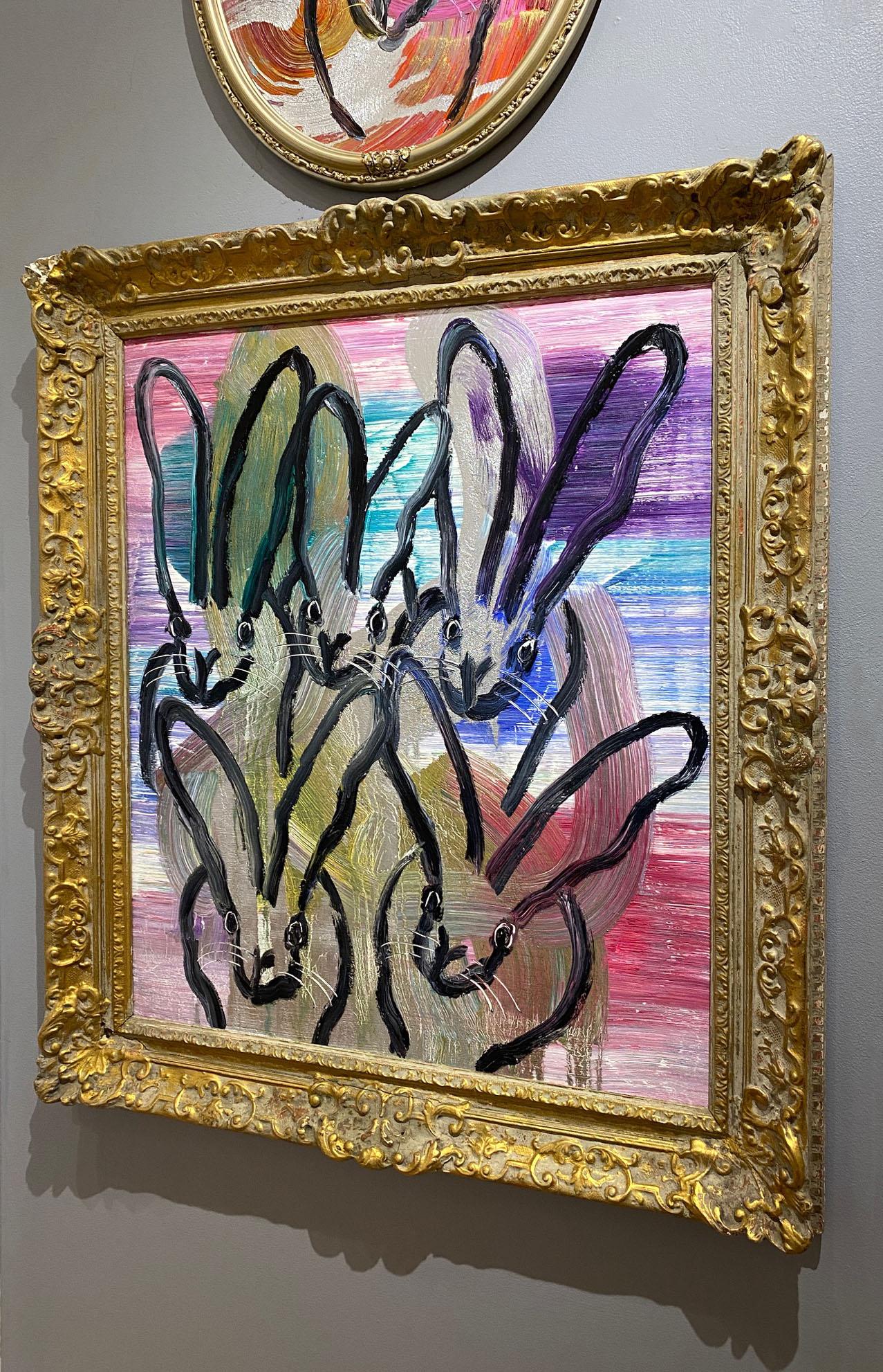 4+1 (Bunnies) - Contemporary Painting by Hunt Slonem