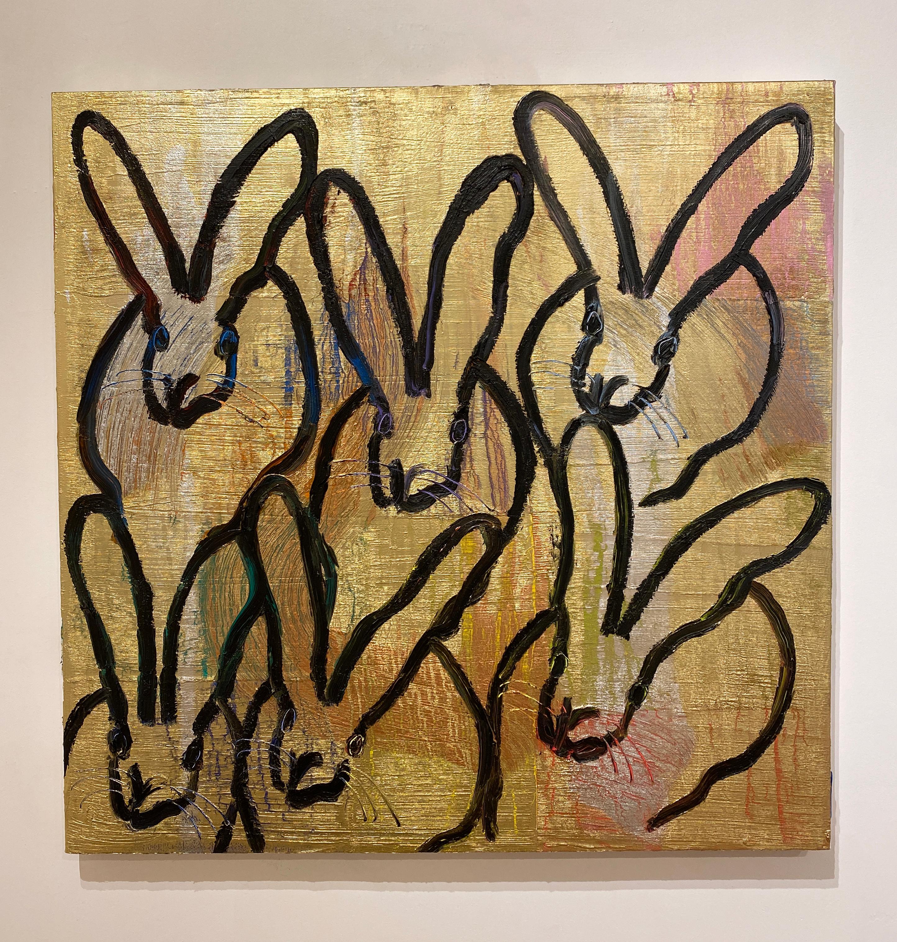 6 Bunnies - Painting by Hunt Slonem