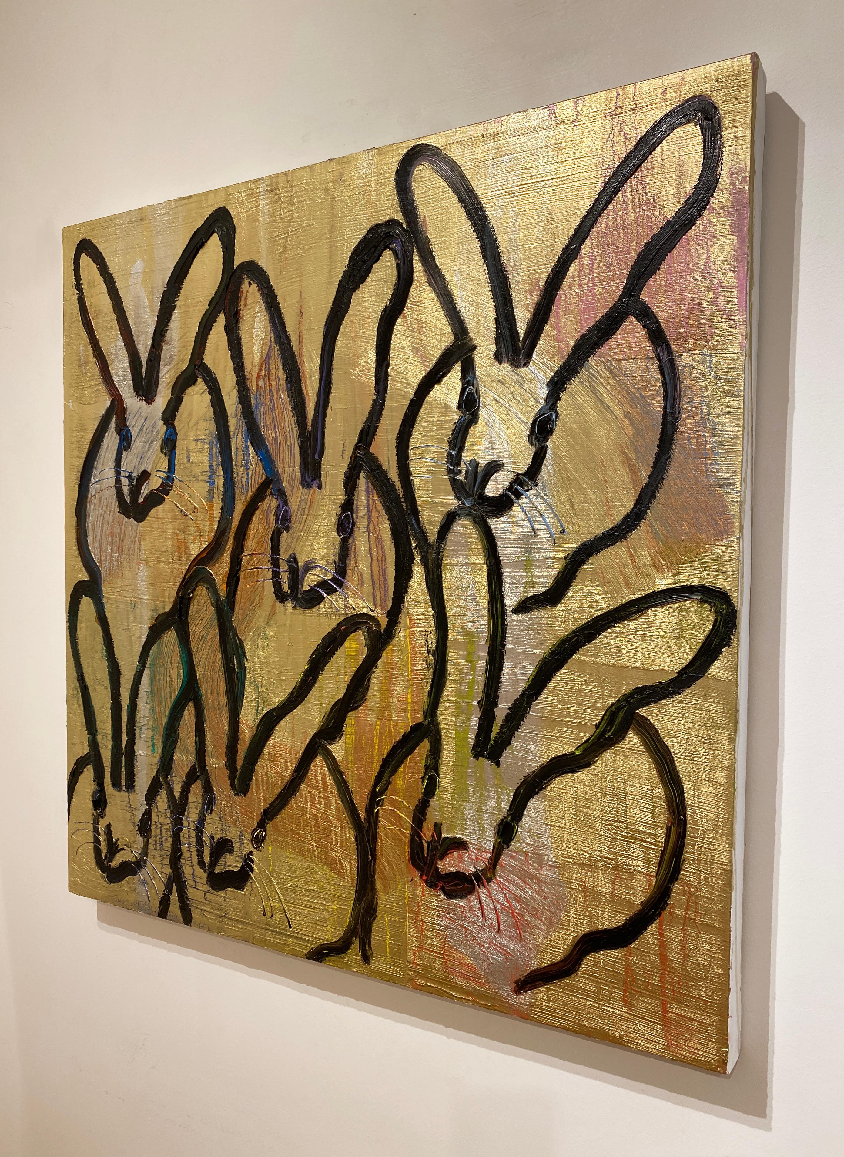 6 Bunnies - Contemporary Painting by Hunt Slonem