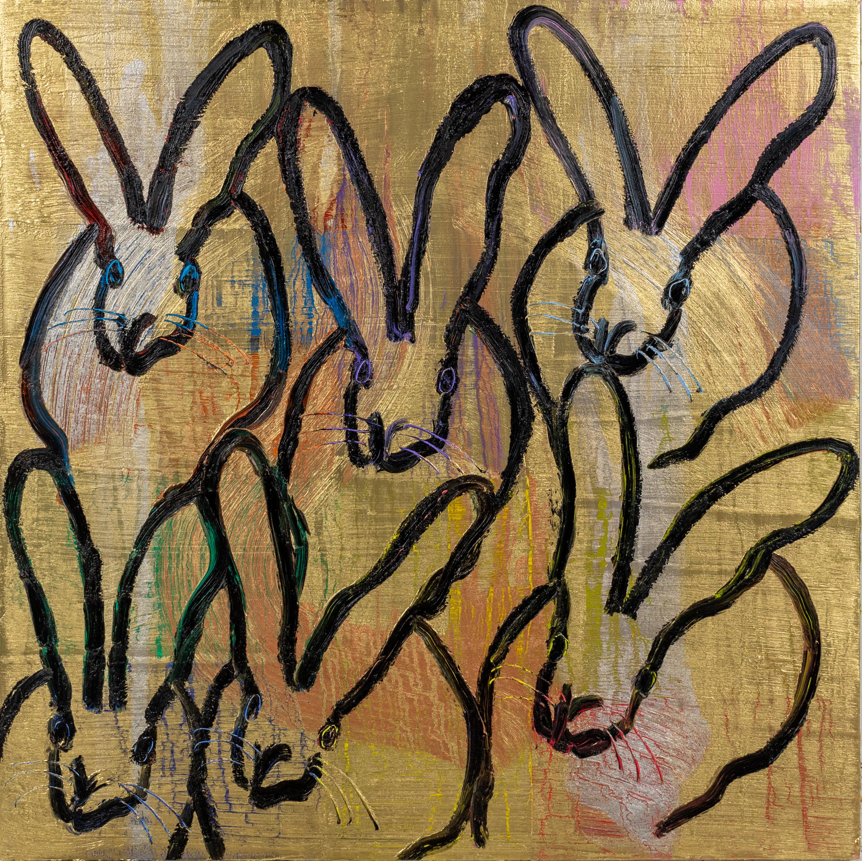 Hunt Slonem Animal Painting - 6 Bunnies