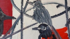 "Birds" Large Oil on canvas 36x46 framed.