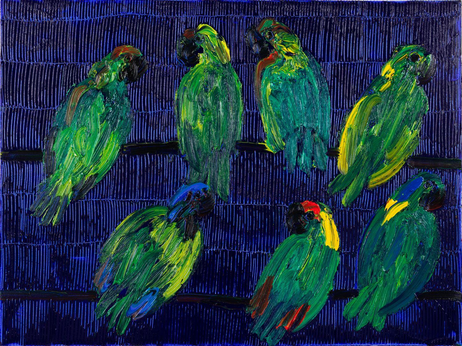 Hunt Slonem Animal Painting – 7 Tangled in Blue ( Amazonen) 
