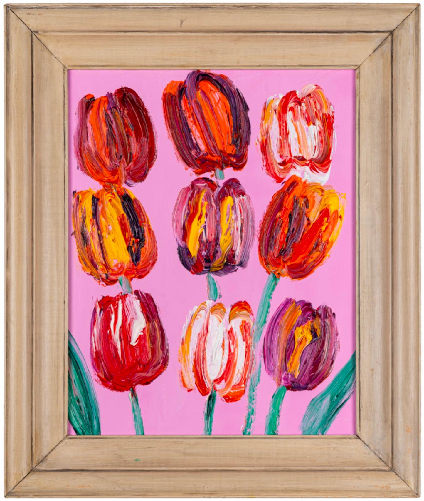 Hunt Slonem Figurative Painting - 9 Tulips