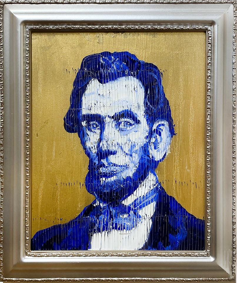 Portrait Painting Hunt Slonem - Abraham Lincoln