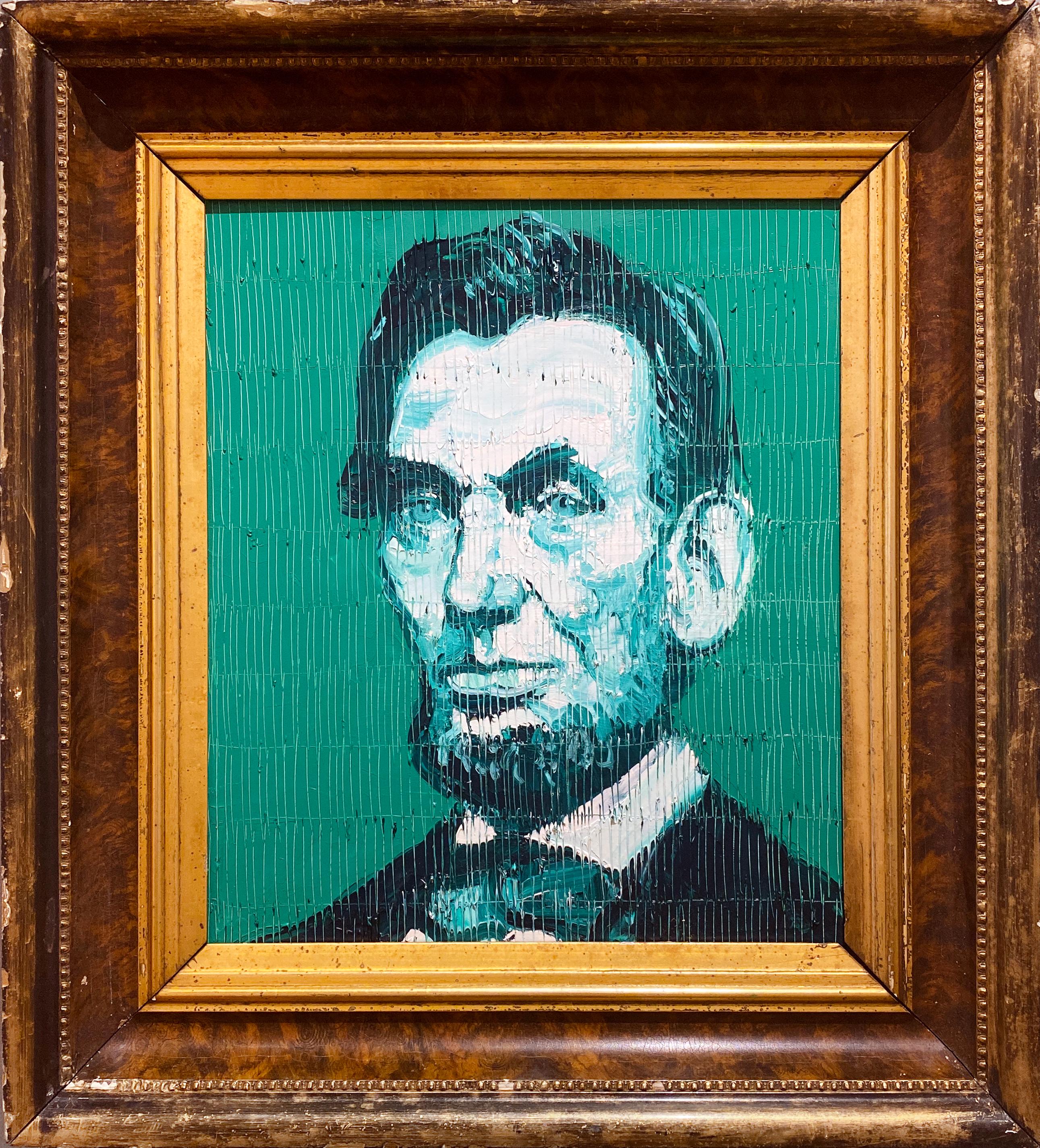 Abraham Lincoln (Green) - Painting by Hunt Slonem