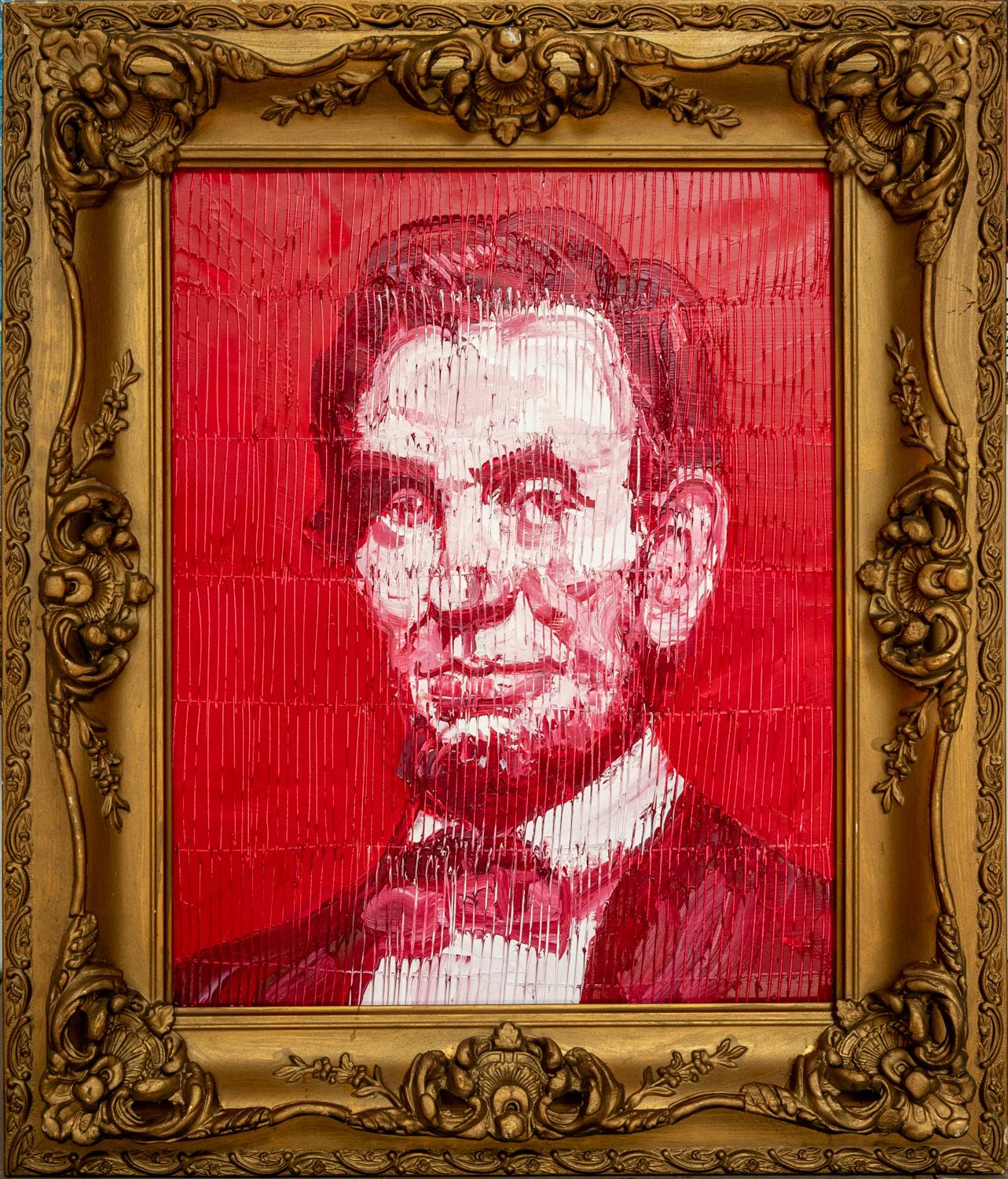 Perfect Oil painting male portrait Abraham Lincoln USA President free shipping 