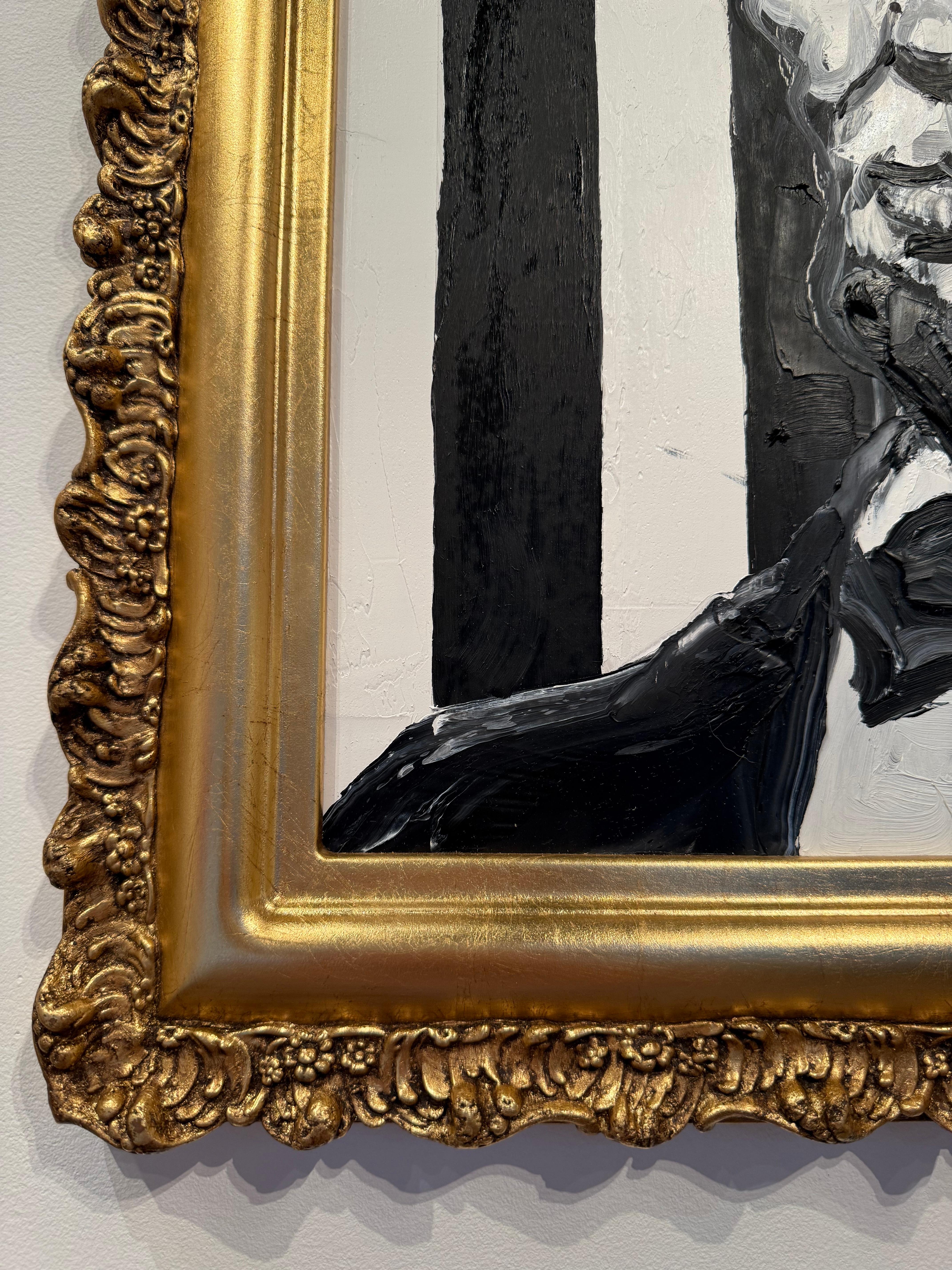 Hunt Slonem „Abraham Lincoln Stripes“  Neoexpressionistisches gerahmtes Öl auf Holz im Angebot 3