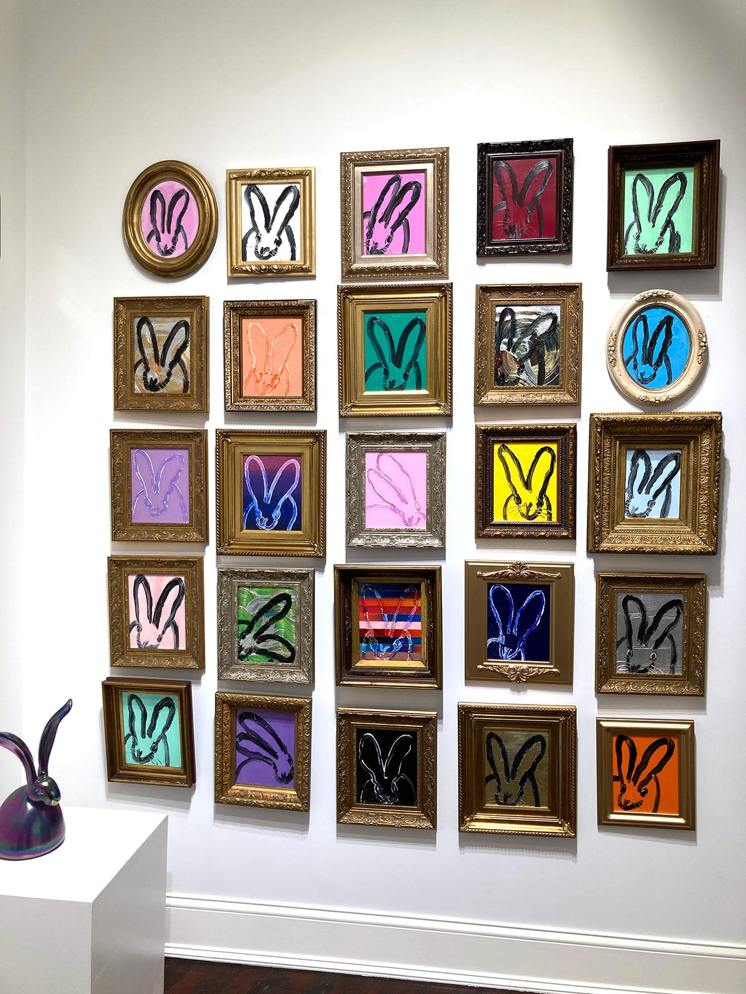 Peinture à l'huile « Banded » sur fond de poussière de diamants à rayures colorées encadrée en vente 9
