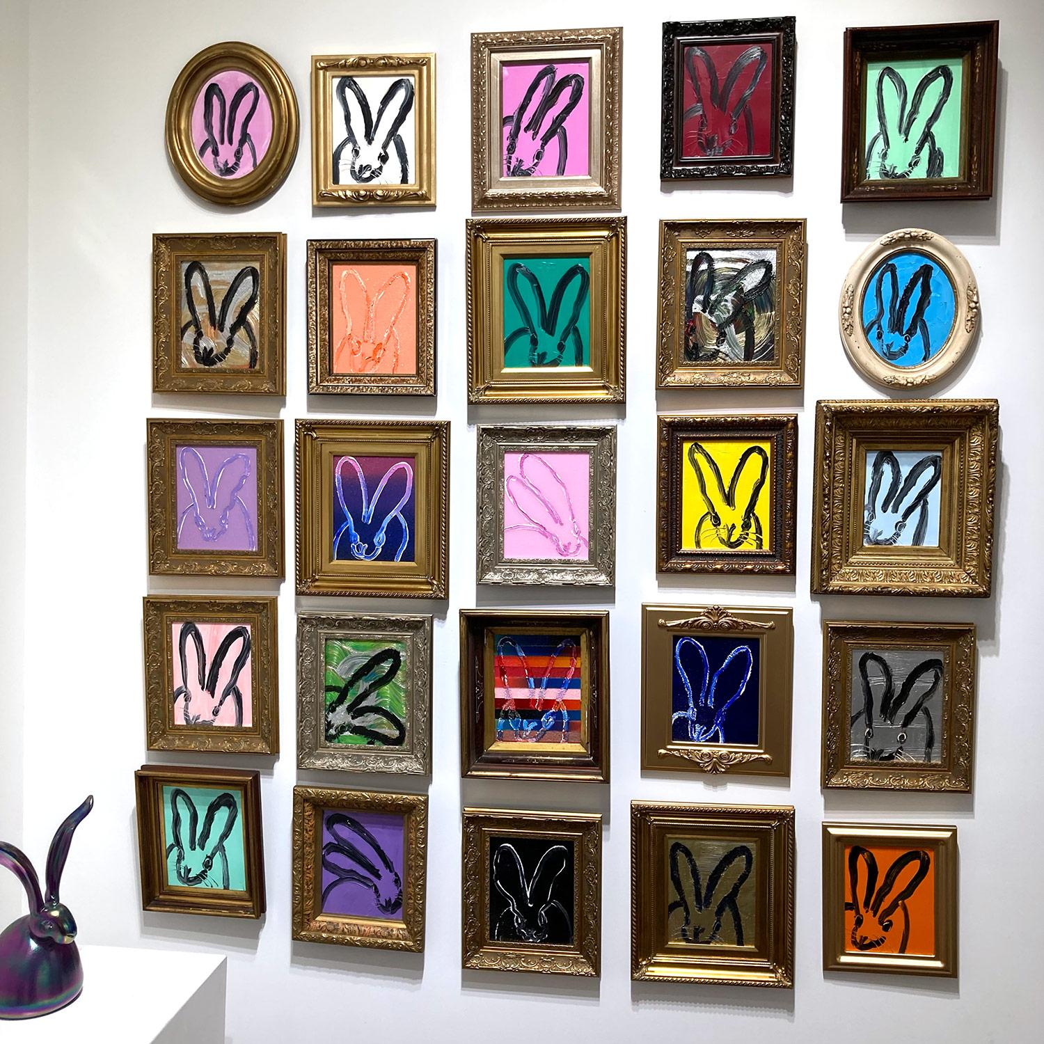 Peinture à l'huile « Banded » sur fond de poussière de diamants à rayures colorées encadrée en vente 10