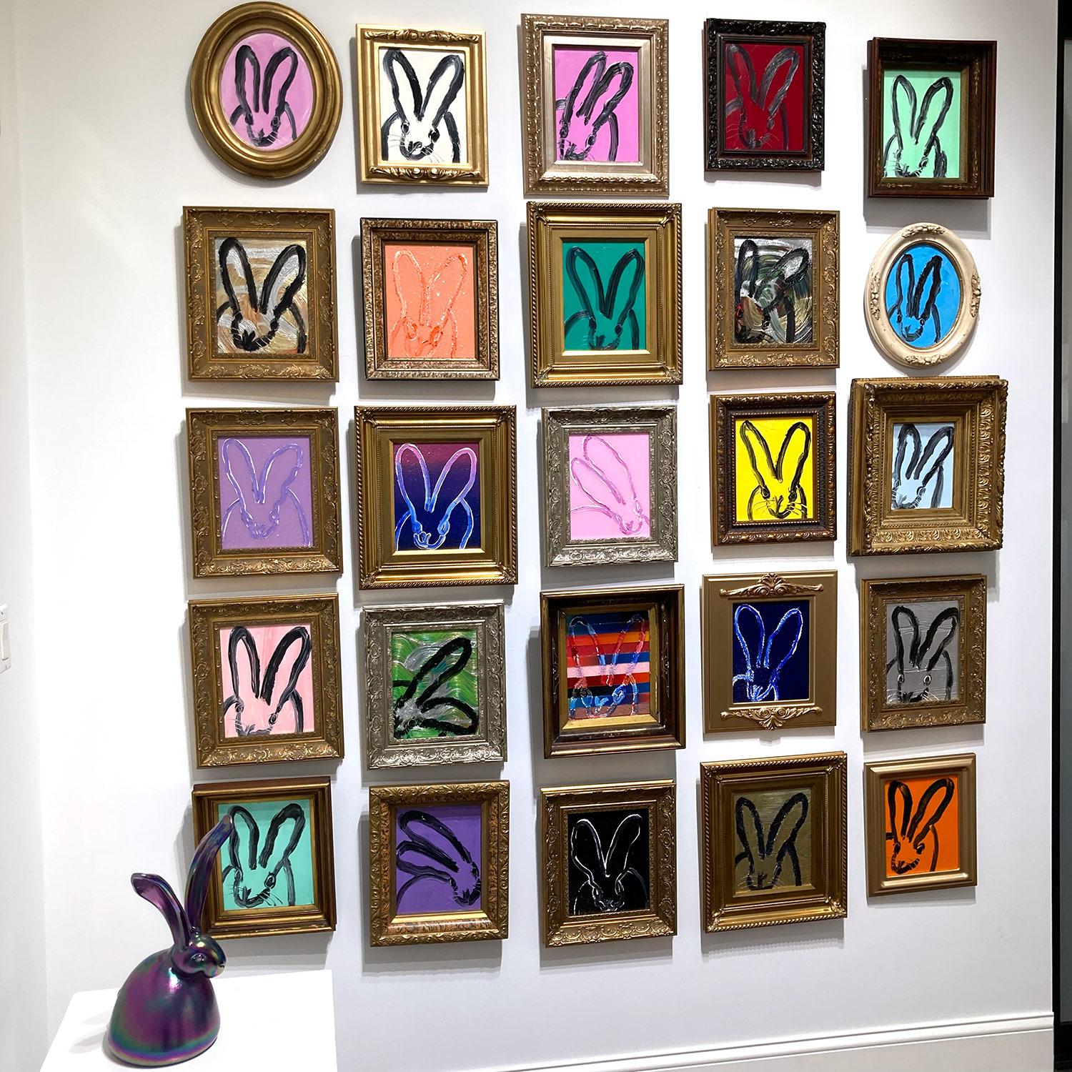 Peinture à l'huile « Banded » sur fond de poussière de diamants à rayures colorées encadrée en vente 11
