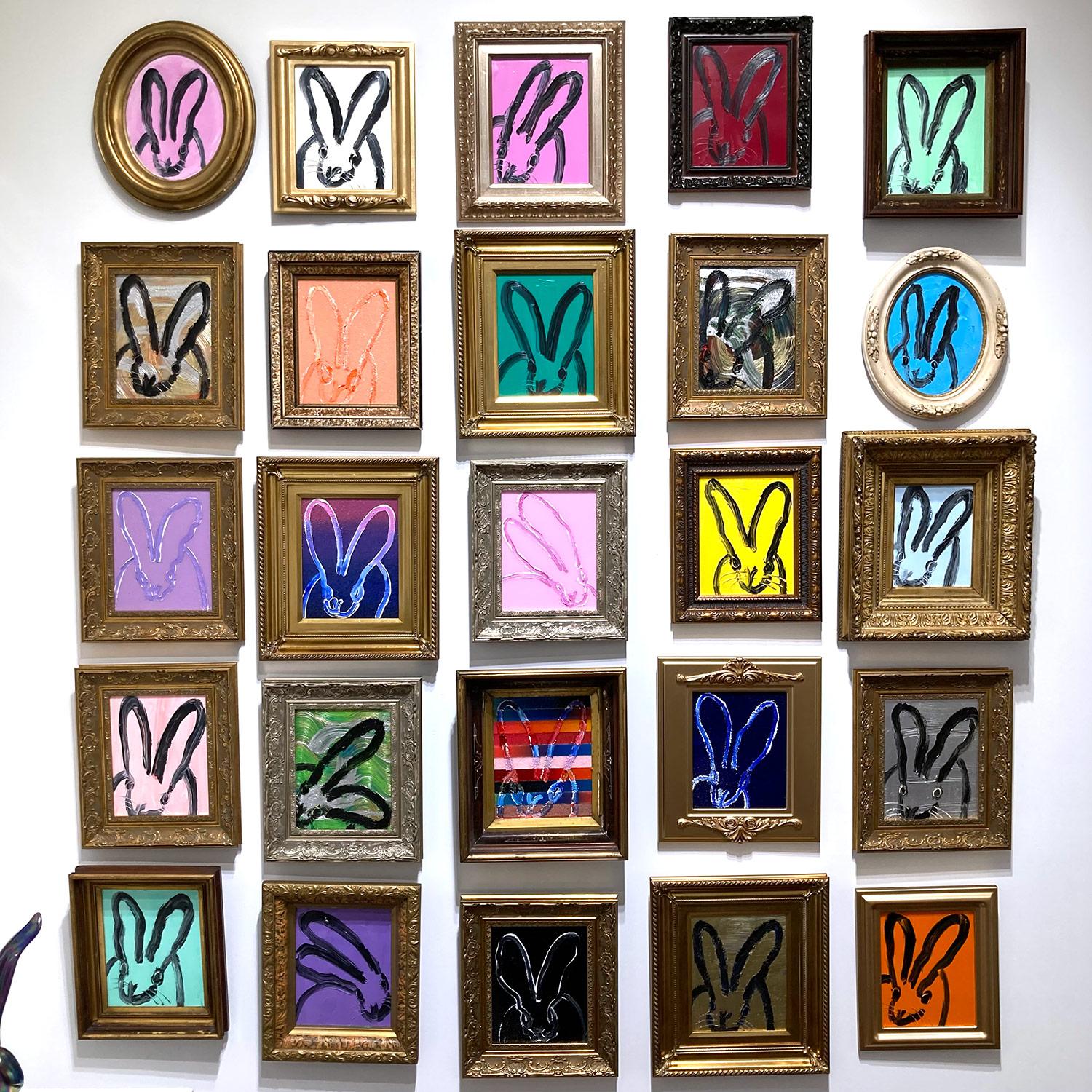 Peinture à l'huile « Banded » sur fond de poussière de diamants à rayures colorées encadrée en vente 12