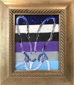 "Banded Purple" (Purple Diamond Dust Background) Oil Painting on Wood Panel