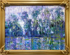 "Bayou" Blue Purple & Green toned Landscape Contemporary Oil Painting on Canvas