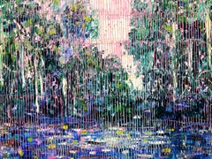 "Bayou Teche (St. Mary's)" Blue, Pink Purple & Green Contemporary Landscape