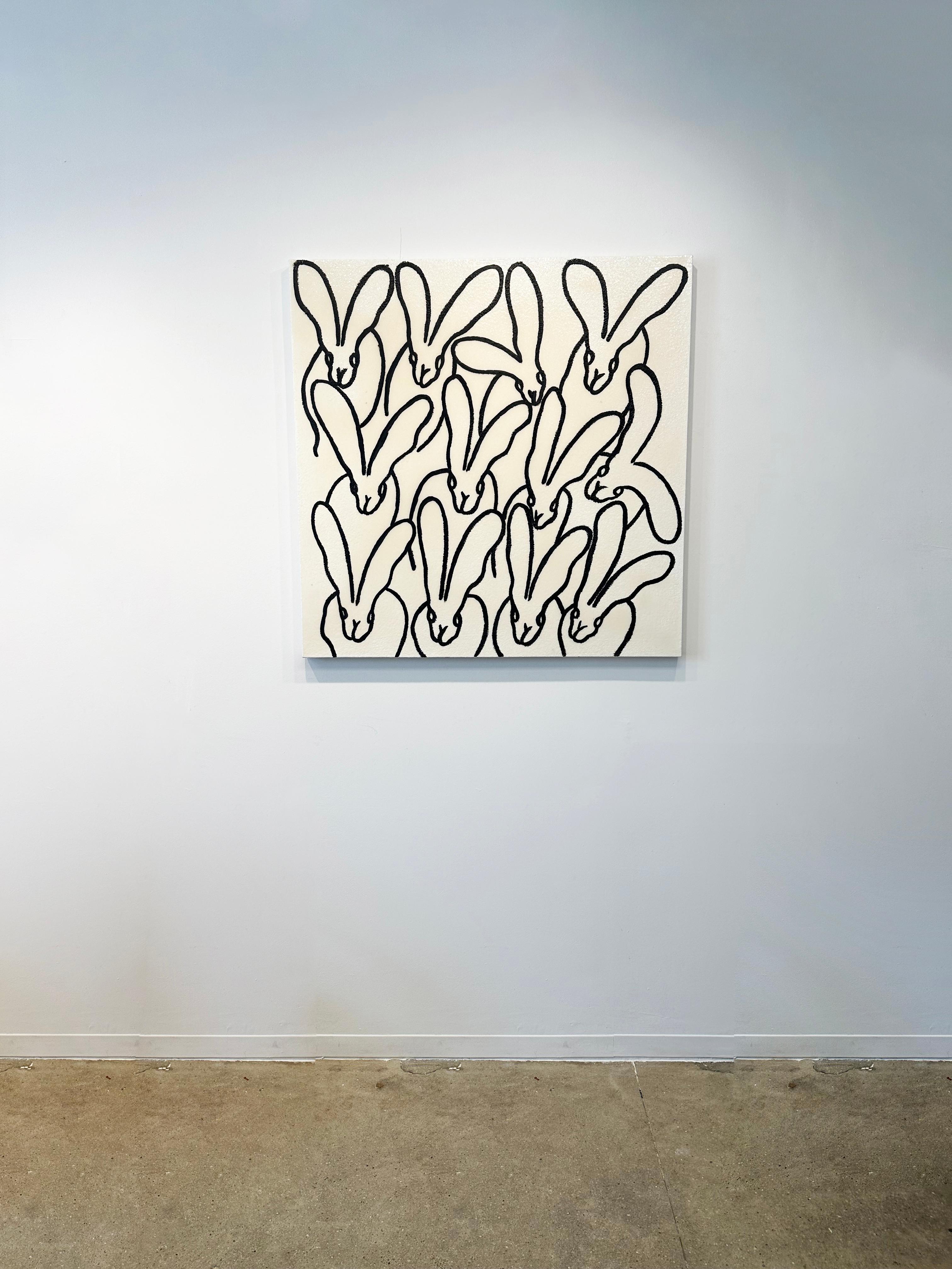 Schwarz-weiße Hasenmalerei 'White Diamond Dust (Hutch) (Zeitgenössisch), Painting, von Hunt Slonem