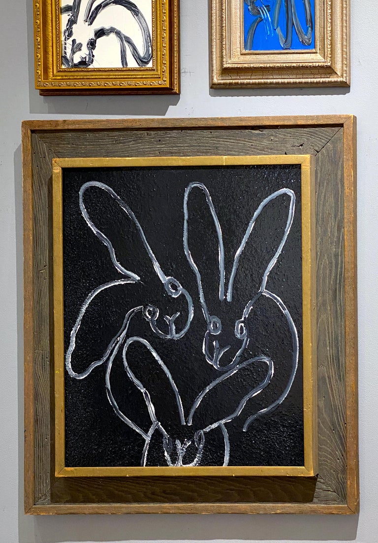 Black Diamond Dust (bunnies) - Painting by Hunt Slonem
