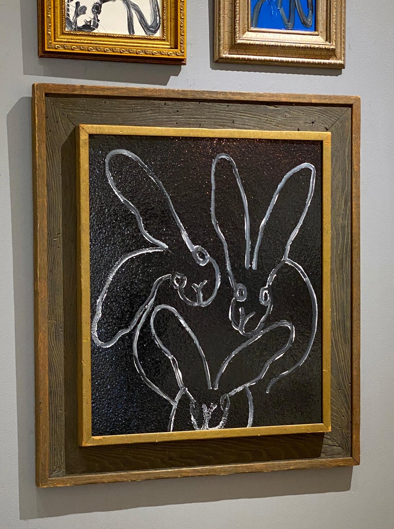 Black Diamond Dust (bunnies) - Contemporary Painting by Hunt Slonem