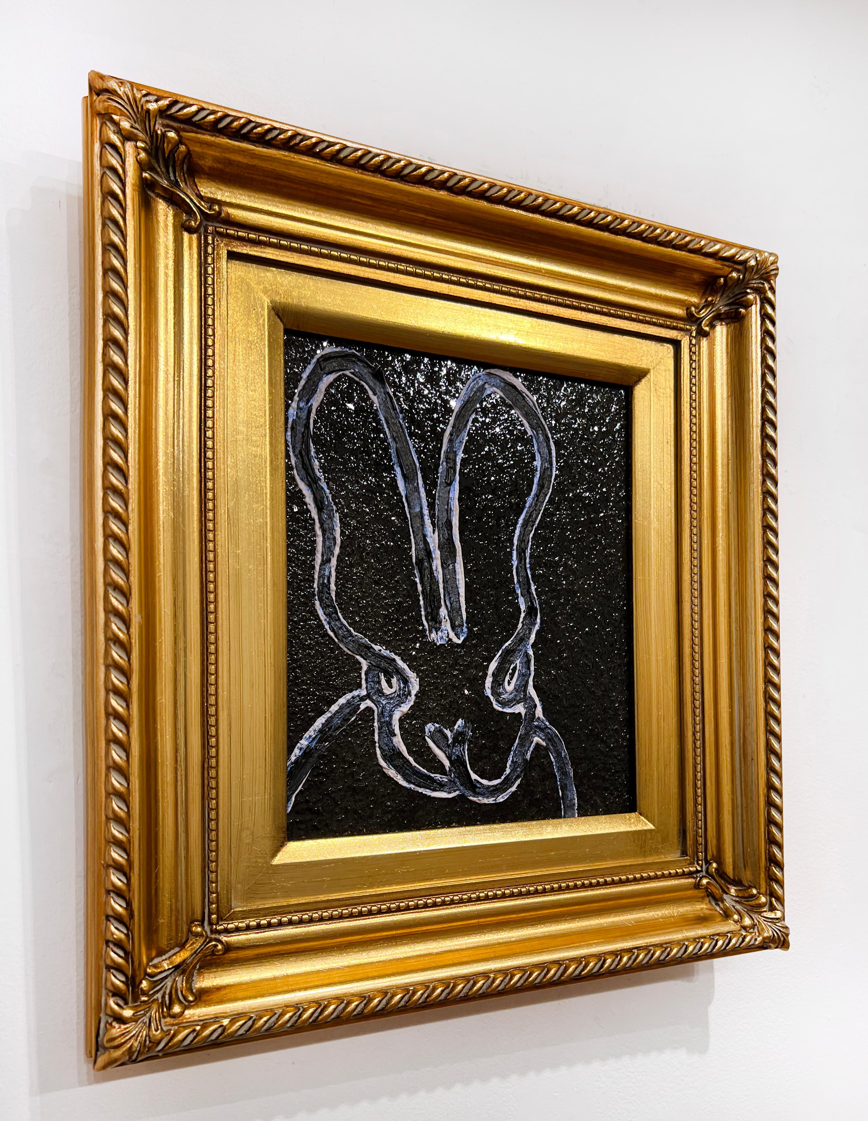 Artist:  Slonem, Hunt
Title:  Black Diamond Dust
Series:  Bunnies
Date:  2022
Medium:  Oil on wood with acrylic and diamond dust
Unframed Dimensions:  10